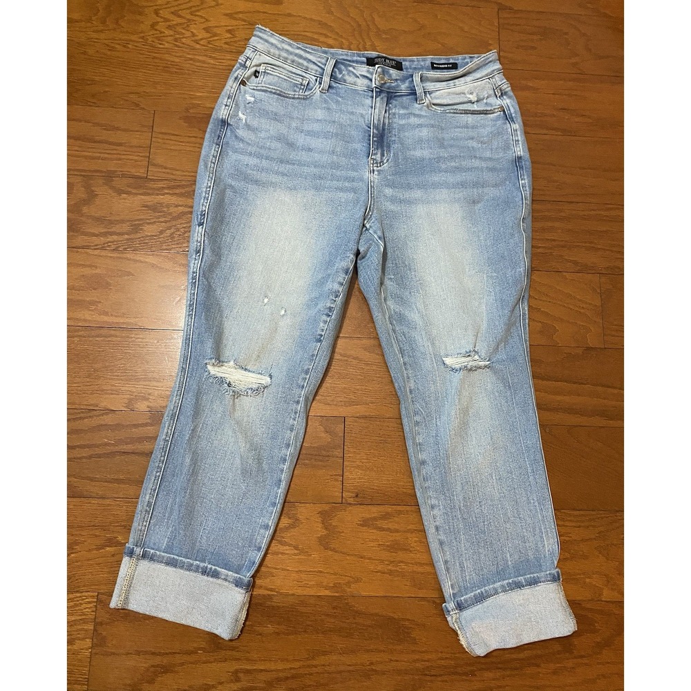 Judy Blue Jeans Womens Size 16W Boyfriend Fit Stretch Stars Pocket